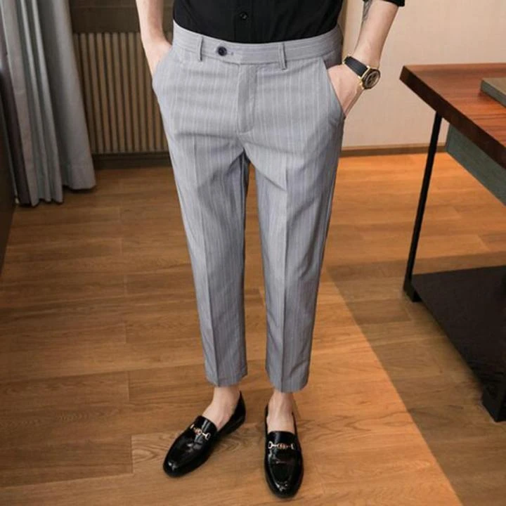 Men's Slim Fit Grey Formal Pant