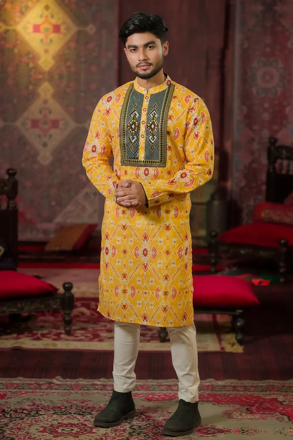 Men's Golden Designer Panjabi