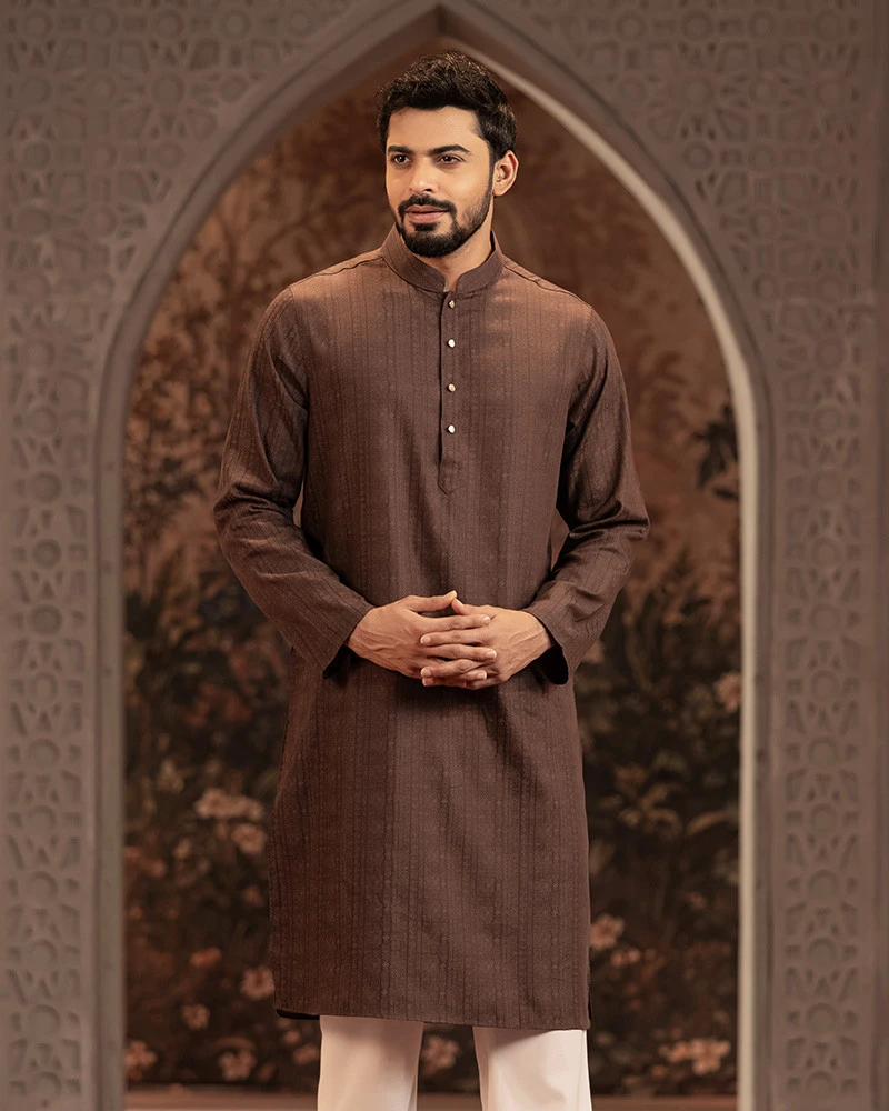 Men's Navy Printed Panjabi