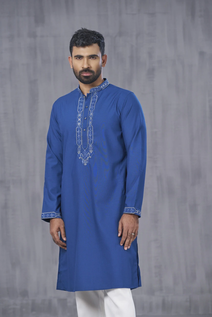 Men's Royal Blue Fusion Panjabi